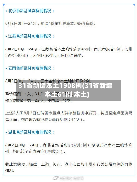 31省新增本土1908例(31省新增本土61例 本土)-第3张图片