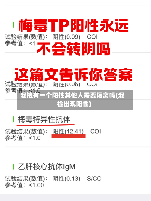 混检有一个阳性其他人需要隔离吗(混检出现阳性)