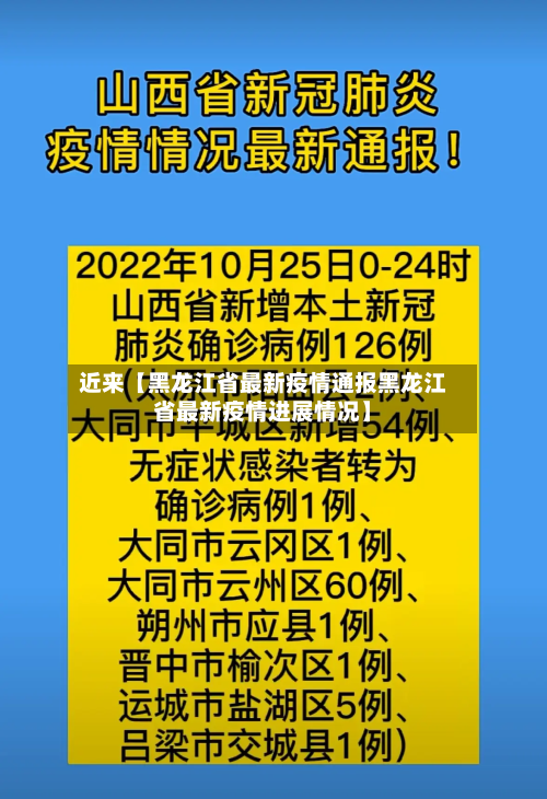 近来【黑龙江省最新疫情通报黑龙江省最新疫情进展情况】