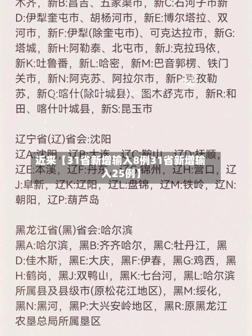 近来【31省新增输入8例31省新增输入25例】-第2张图片